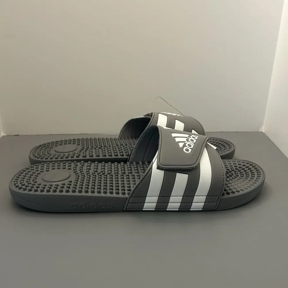 ADIDAS Mens Adissage Slides Sandal Grey/White/Grey Size 18 US HQ4373 NEW
